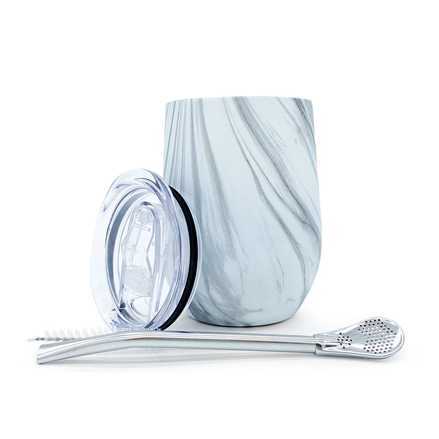 Marble Mate Calabash with Bombilla, Stainless Steel Mate Cup. 