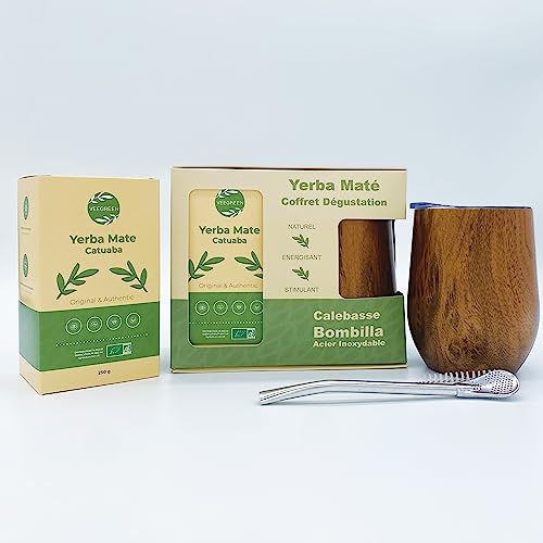 Organic Maté &amp; Organic Catuaba Box with Calabash and Stainless Steel Bombilla